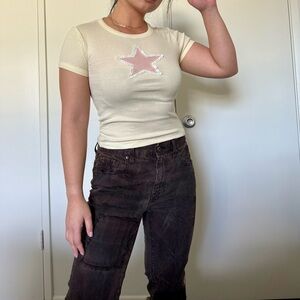 Kimchi Blue yellow pink Star Short Sleeve Top